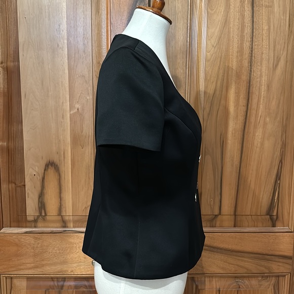 VTG Oleg Cassini - “Black Tie” Formal Top  w/ Rhinestone Buttons - EUC - 10 - Picture 7 of 13